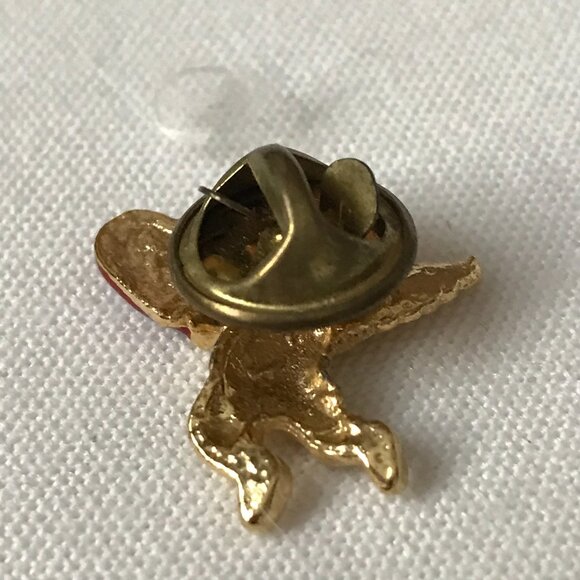 Vintage Guardian Angel/Cherub w/Red Enamel Heart & Faux Diamond Lapel Pin - Picture 3 of 5